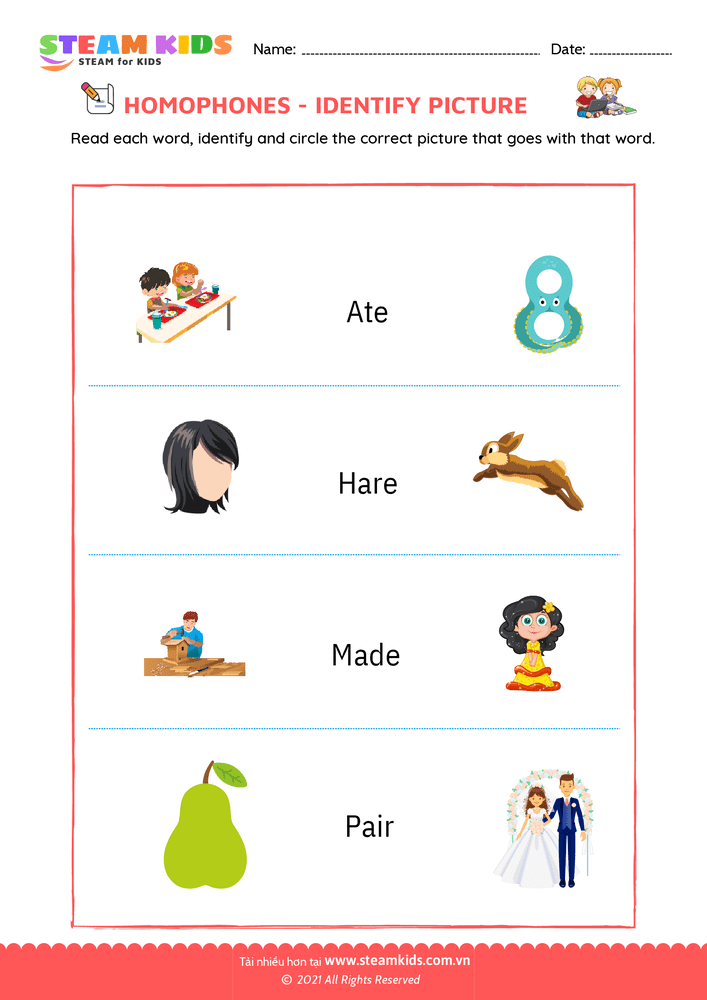 Bài tập tiếng anh - Identify by pictures - B4