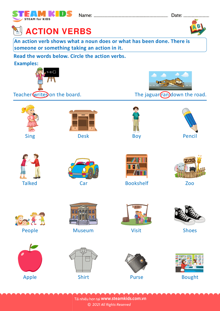 Bài tập tiếng anh - Action verbs - B1
