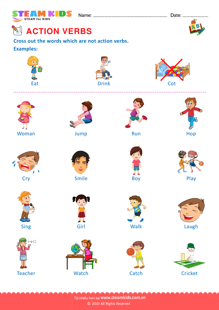 Bài tập tiếng anh - Action verbs - B3