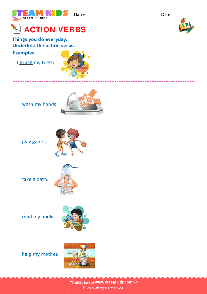 Bài tập tiếng anh - Action verbs - B6