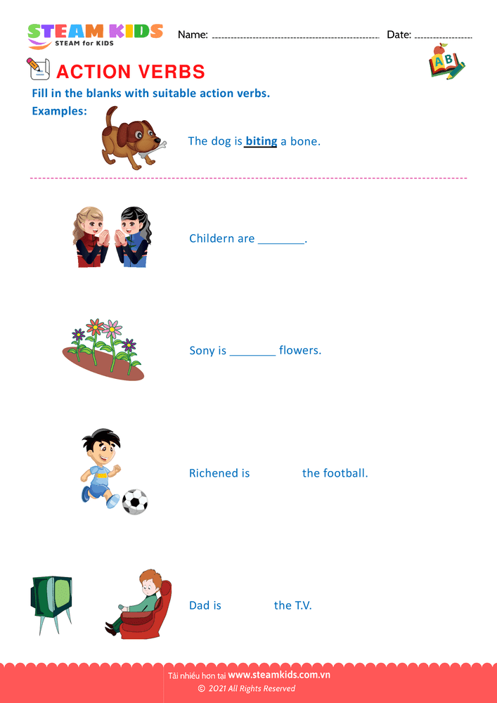 Bài tập tiếng anh - Action verbs - B8