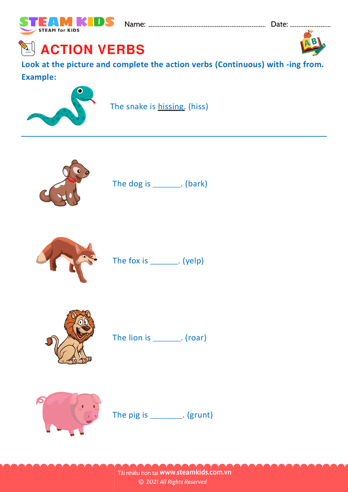 Bài tập tiếng anh - Action verbs - B20