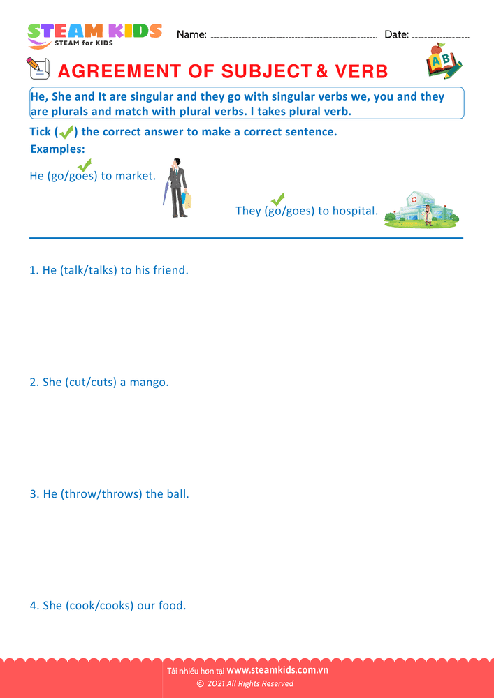 Bài tập tiếng anh - Agreement of Subjects & Verb - B8