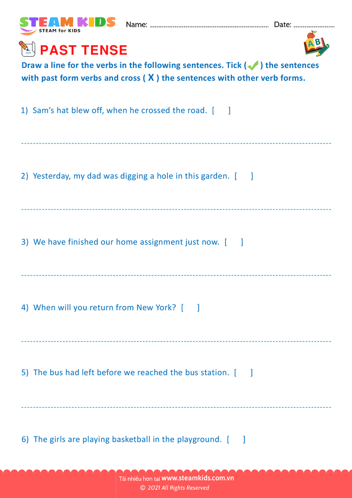 Bài tập tiếng anh - Past tense - B2