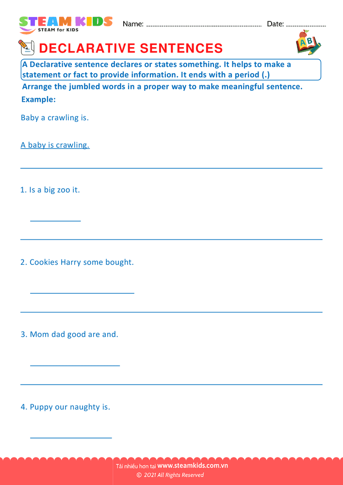 Bài tập tiếng anh - Declarative sentence - B4