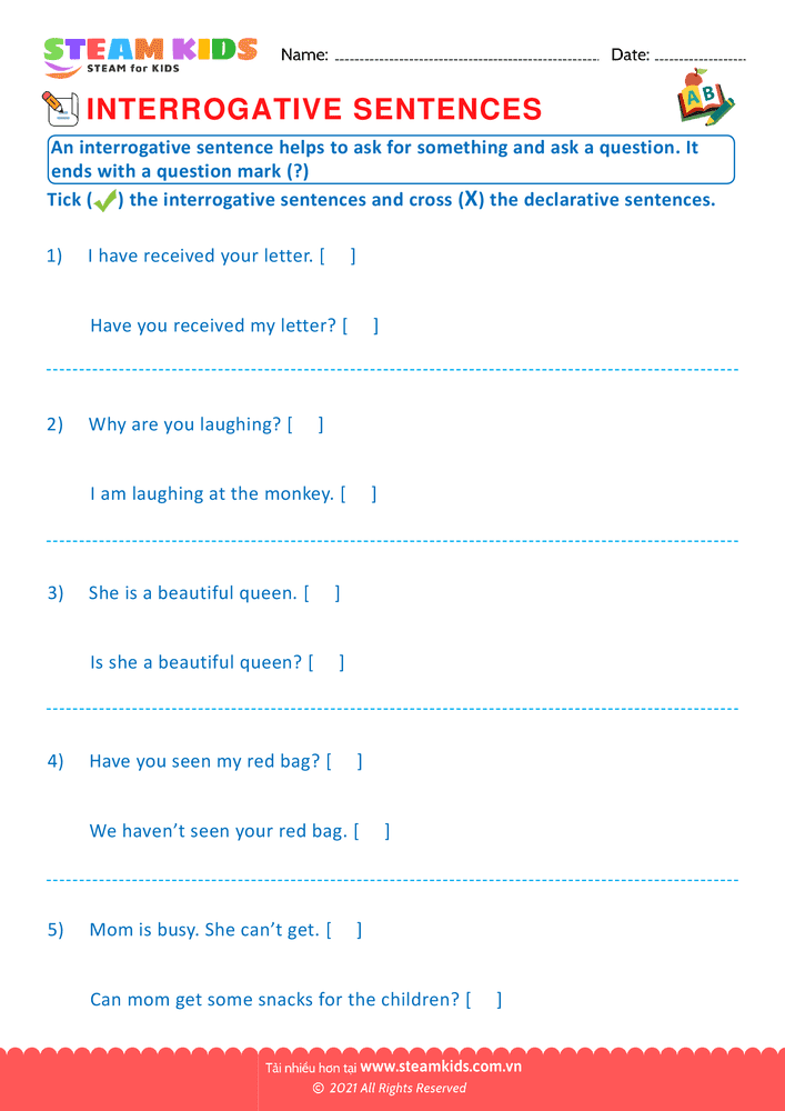 Bài tập tiếng anh - Interrogative sentence - B2