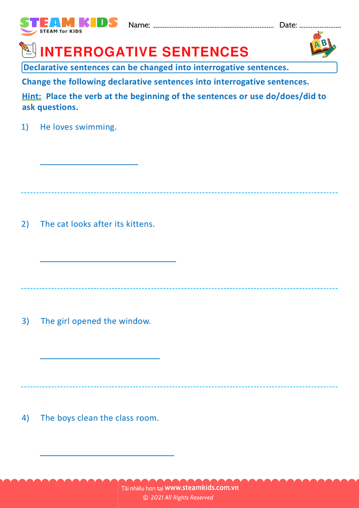 Bài tập tiếng anh - Interrogative sentence - B8