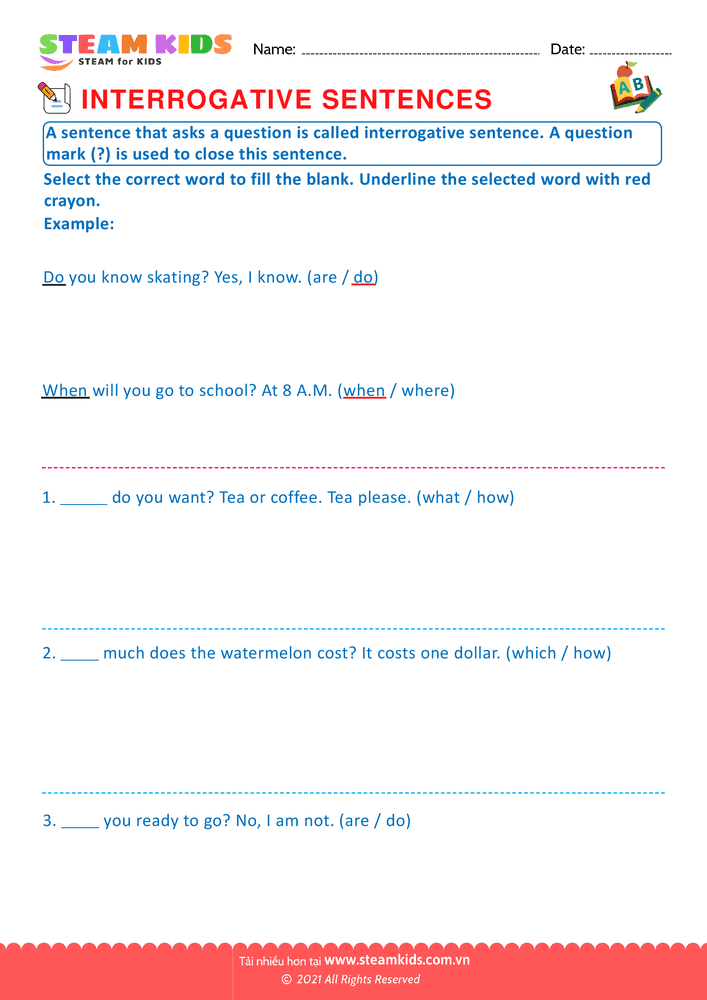 Bài tập tiếng anh - Interrogative sentence - B9