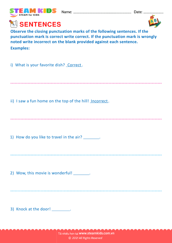 Bài tập tiếng anh - Indentify the sentence type - B5