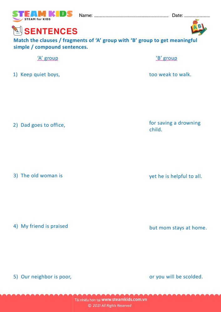 Bài tập tiếng anh - Simple and compound sentence - B11