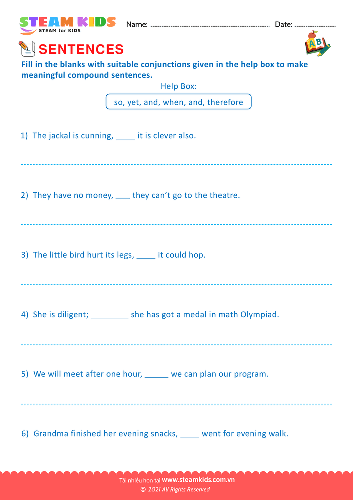 Bài tập tiếng anh - Simple and compound sentence - B17