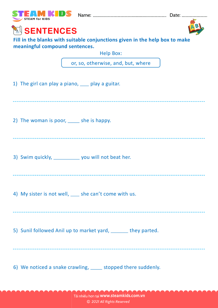 Bài tập tiếng anh - Simple and compound sentence - B18