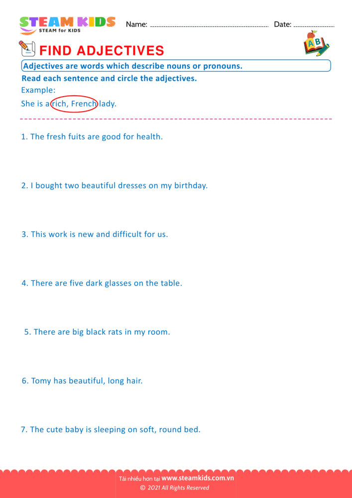 Bài tập tiếng anh - Find Adjectives - B8