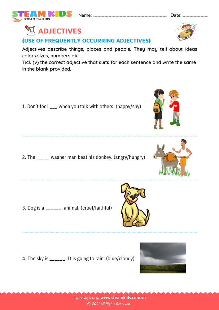 Bài tập tiếng anh - Common adjectives - B3