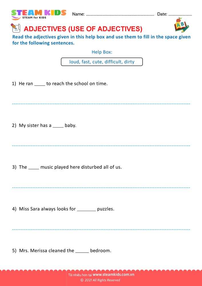 Bài tập tiếng anh - Use of adjectives - B2