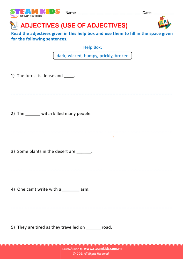 Bài tập tiếng anh - Use of adjectives - B3