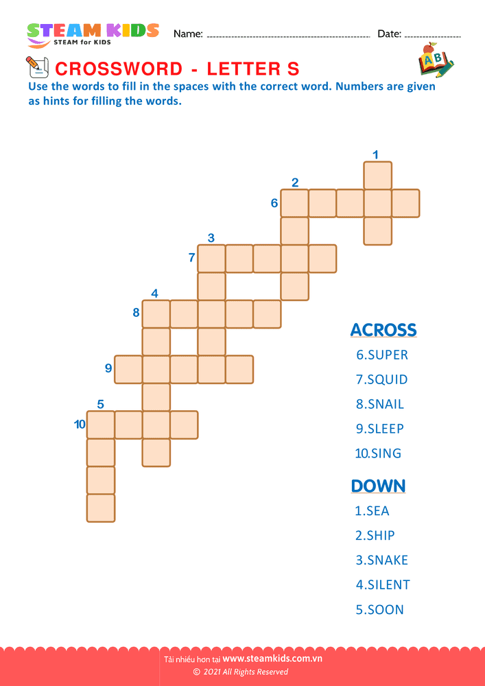 Bài tập tiếng anh - Crosswords with s