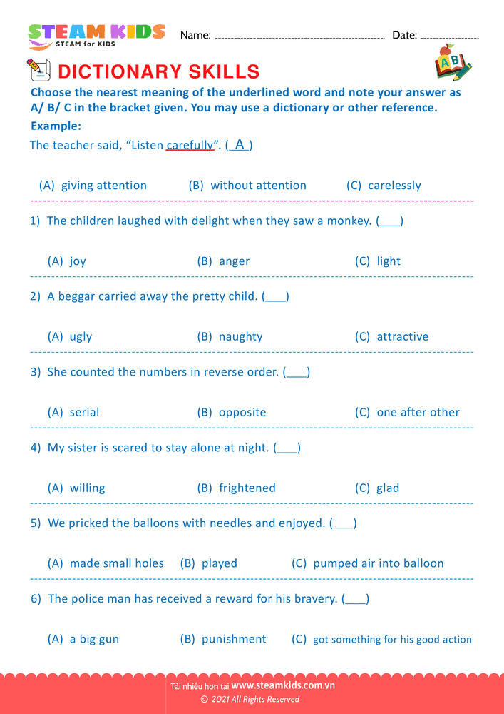 Bài tập tiếng anh - Dictionary Skills - B11