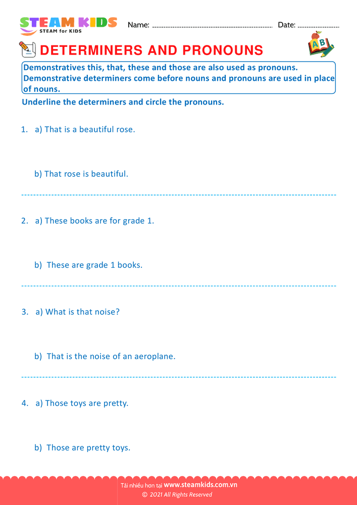 Bài tập tiếng anh - Demonstrative determiners - B15