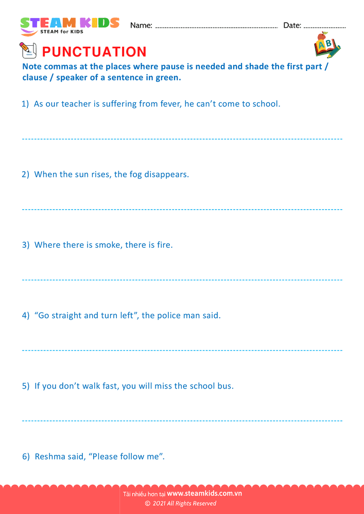 Bài tập tiếng anh - Use of Commas - B15