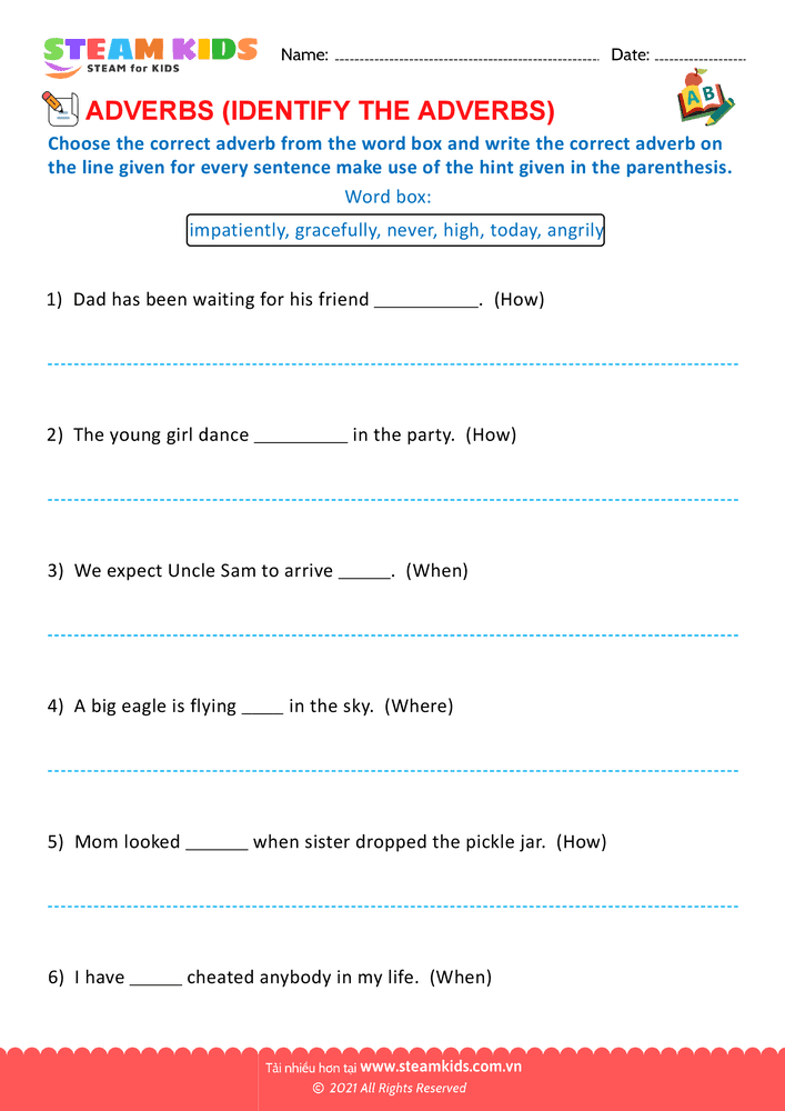 Bài tập tiếng anh - Circle the adverbs - B10