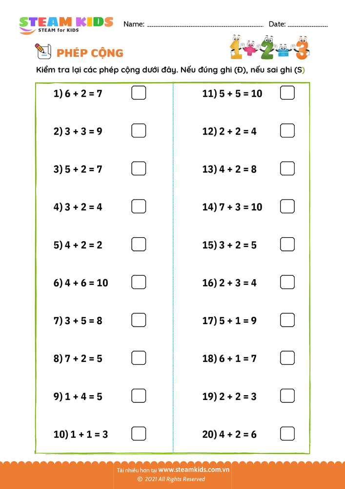 Bài tập Toán tư duy - Chọn đúng - sai - B37