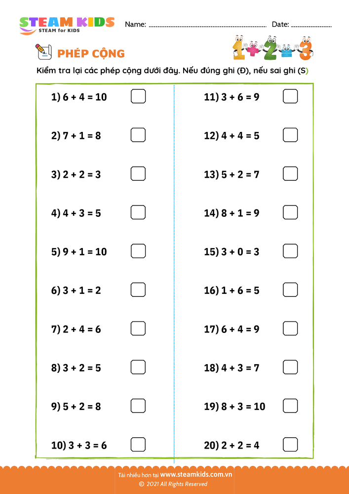 Bài tập Toán tư duy - Chọn đúng - sai - B41