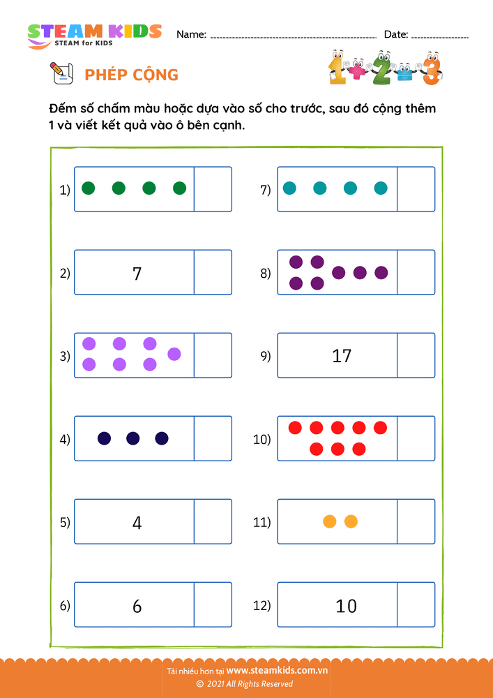 Bài tập Toán tư duy - Cộng thêm một - B17