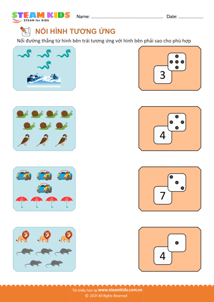 Bài tập Toán tư duy - Nối hình tương ứng - B13