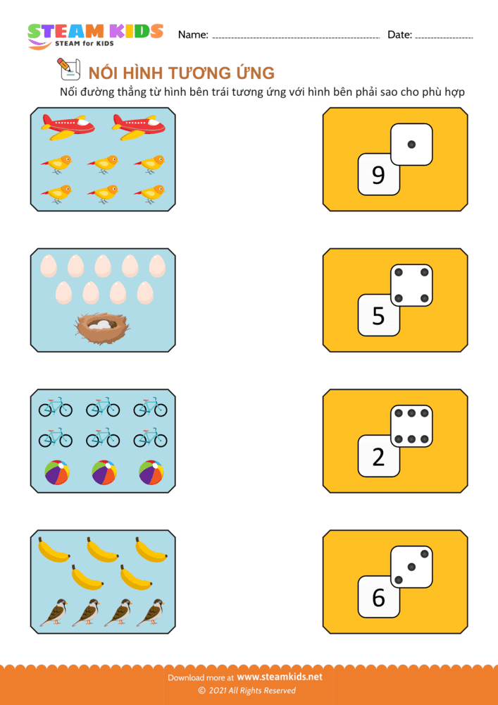 Bài tập Toán tư duy - Nối hình tương ứng - B16