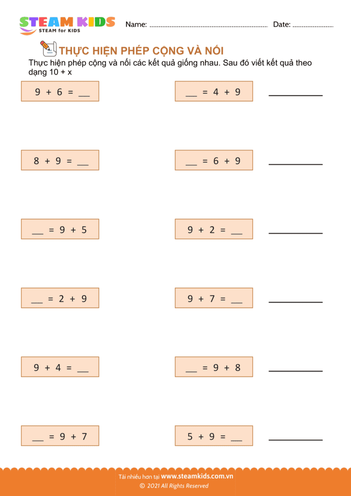 Bài tập Toán tư duy - Cộng và nối - B25