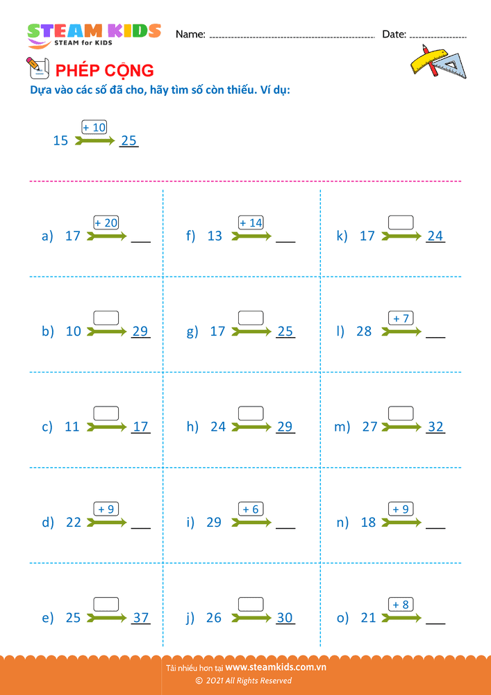 Bài tập Toán tư duy - Tìm số còn thiếu - B47
