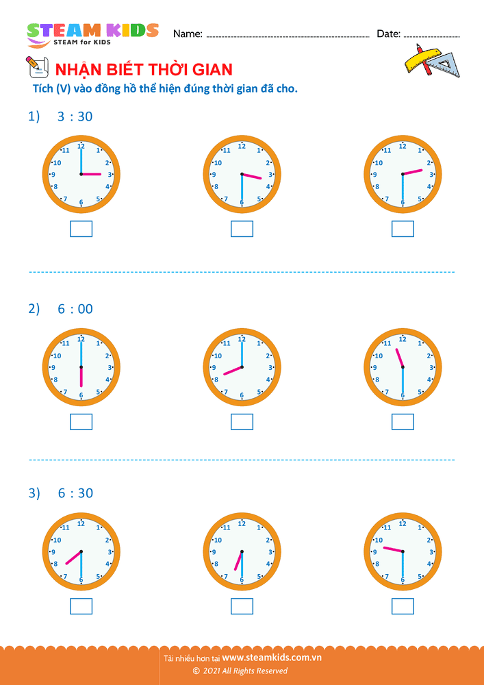 Bài tập Toán tư duy - Nhận biết thời gian - B14
