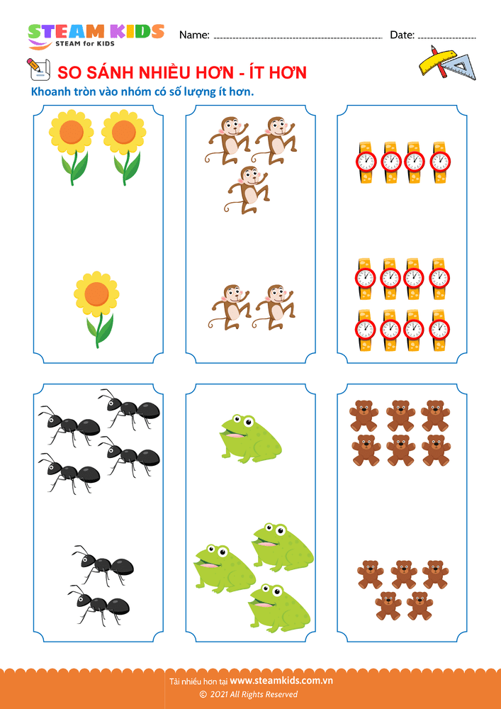 Bài tập Toán tư duy - So sánh Nhiều - Ít - B2